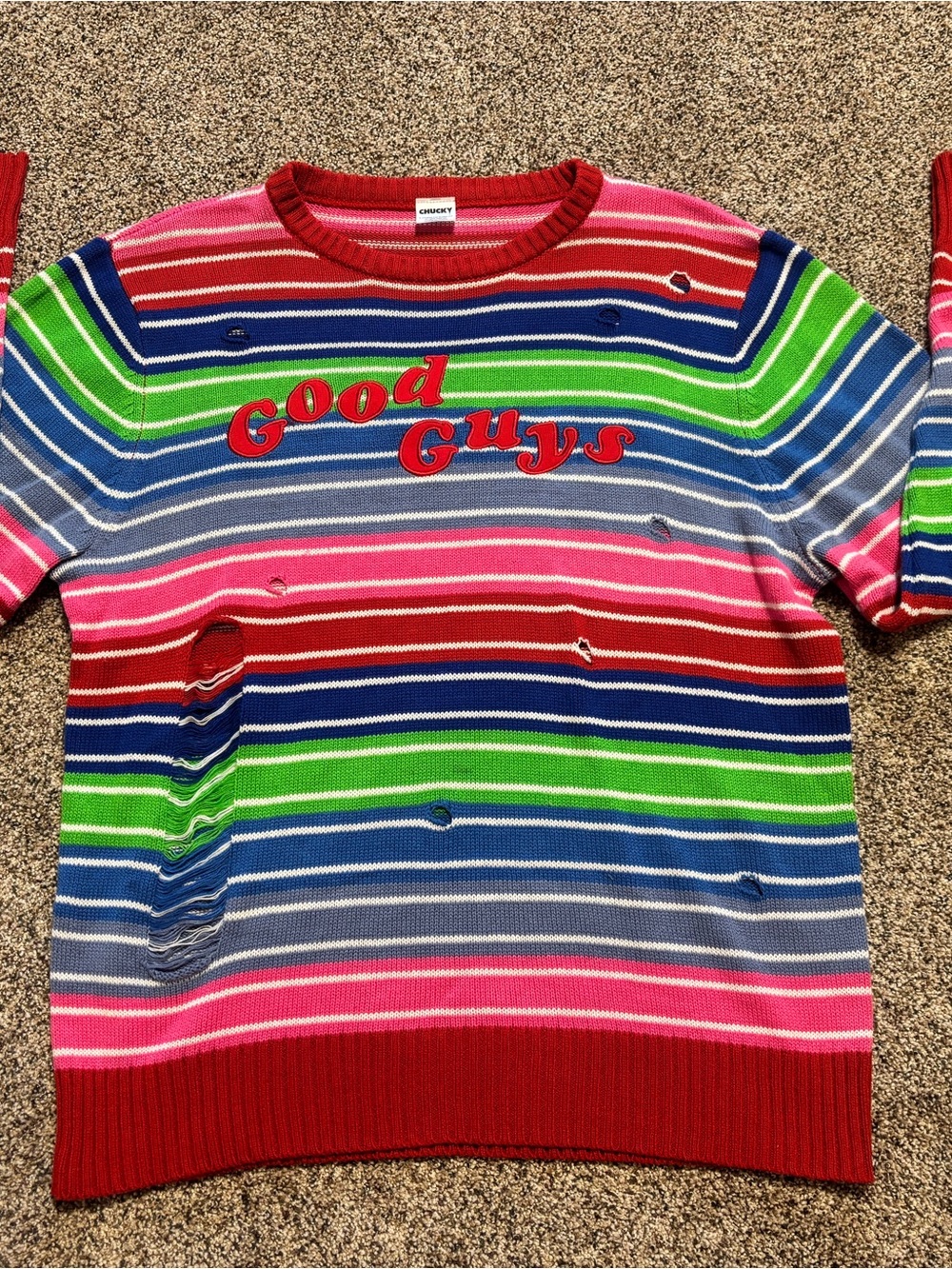 Chucky Good Guys Distressed Vibrant Pullover Sweater XL Halloween Top Horror